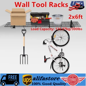 2x6ft Garage Storage Rack storage rack Wall Shelf 300lbs Floating Wall Shelf - Picture 1 of 13