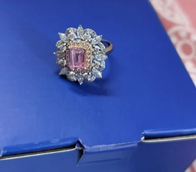 4.50 Ct Natural Pink Sapphire & Diamond Engagement Ring 14K White Gold 5 6 7 Foto 1 de 4