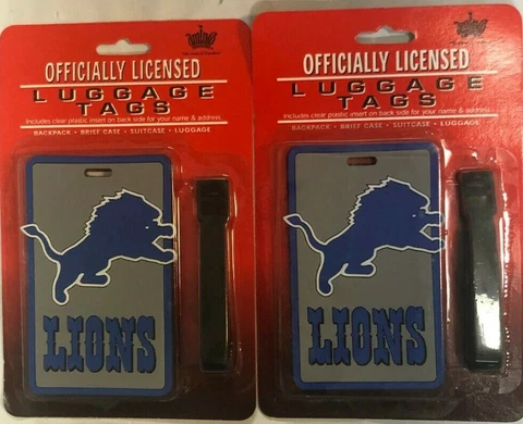 Detroit Lions Travel Bag Tag Luggage ID NFL -  SET OF 2 Cover