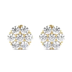 0.74 Ct Round Diamond Stud Cluster Flower Earrings Lab Grown - Picture 1 of 3