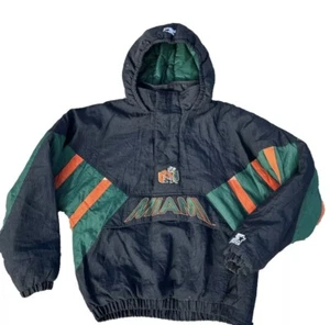 VERY RARE VINTAGE STARTER MIAMI HURRICANES PULLOVER PUFFER JACKET SIZE XLš„š„ - Picture 1 of 24