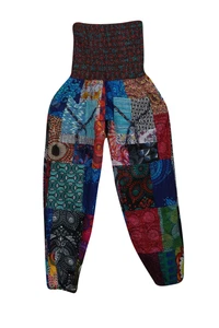 Boho Gypsy Hippy Patchwork Harem Pant Colorful High Waist Cotton Yoga Pants S/M