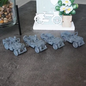 4 Jeeps US avec et sans Pilote, Seconde Guerre Mondiale, WW2, Wargame - Imagen 1 de 9