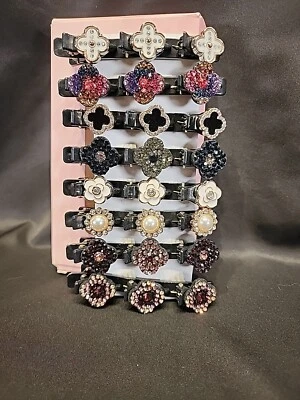 8 peças prendedores de cabelo trançados pedra cristal cintilante cetim strass faixas de cabelo - Imagem 1 de 4