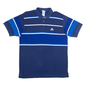 ADIDAS Mens Polo Shirt Blue Striped L - Picture 1 of 6