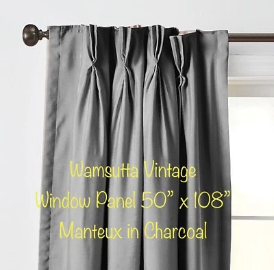 Wamsutta® Vintage 50” x 108-Inch Window Curtain Panel Manteux- In Charcoal 1 pc - Image 1 of 3