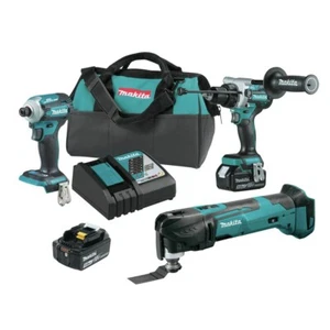 Makita 18V LXT Multi-Tool w/ Hammer Drill Driver & Impact Driver Kit Bundle New - Picture 1 of 20