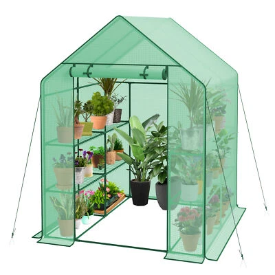 8 Shelves 3 Tiers Greenhouse Portable Mini Walk In Outdoor MINI Planter House - Image 1 of 4