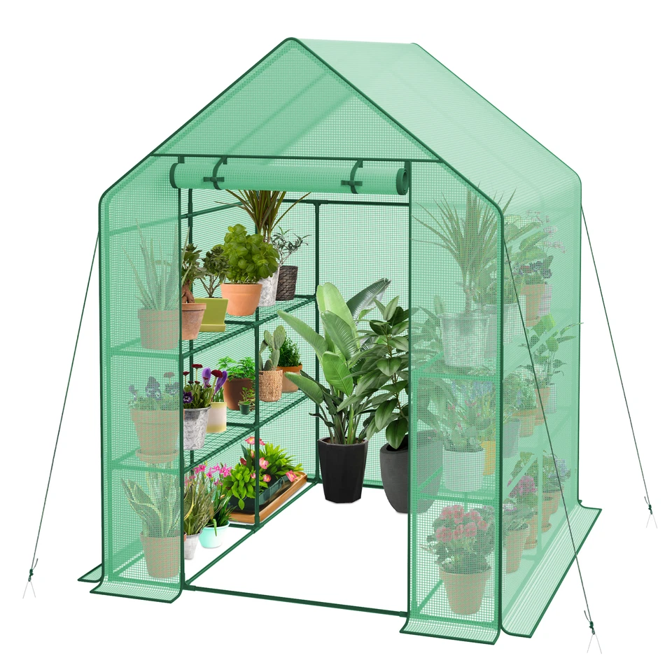 8 Shelves 3 Tiers Greenhouse Portable Mini Walk In Outdoor MINI Planter House - Image 1 of 4