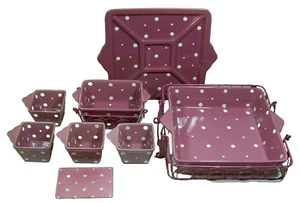 LOTE de 10 piezas de cazuela, plato, estante platos a lunares rosas TEMPTATIONS BY TARA - Imagen 1 de 13