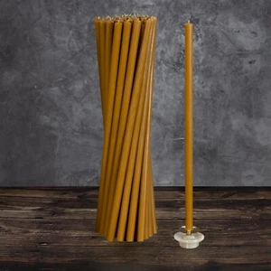 18 Naturwachs-Kerzen 39cm Ø15mm Handgemacht – ca. 1kg – Rauchfrei & Lang - Bild 1 von 5