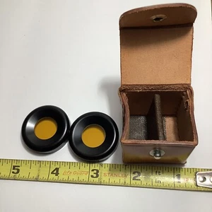 Vintage Camera 2 Lenses Leather Pouch Clean Classic Authentic Accessory Parts - Picture 1 of 10