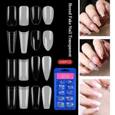 100Pcs Short Ballerina False Nail Tips Acrylic Coffin Half/Full Cover Fake Nail♡ - Image 1 of 4