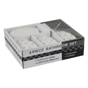 4 Piece Diamond Bathroom Set, White colour, FREE POSTAGE - Picture 1 of 2