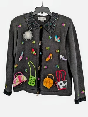 复古 Jack B 快速毛衣女式 M 异想天开新奇串珠高跟鞋  — 第 1/4 张图片