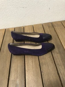 VTG Salvatore Ferragamo Women Shoes Suede Brown Purple 9 AAA Heels Narrow NWOT - Picture 1 of 8