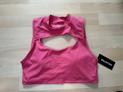 Peloton Womens Sports Bra Pink Cadent Rib Mock Neck Keyhole Cutout Medium M NWT - Image 1 of 4