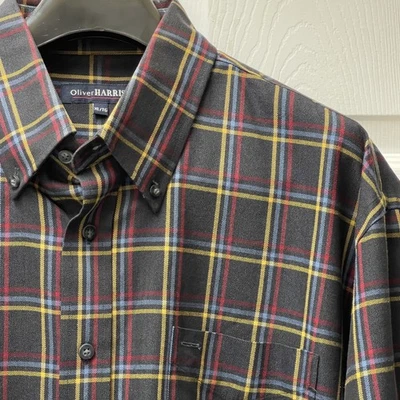 Oliver Harris мужские XL клетку на пуговицах длинным рукавом хлопок/вискоза смесь - Изображение 1 из 4