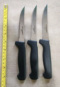 SET BESTEHEND AUS 3 ROGERS EDELSTAHL JAPAN 🇯🇵 EXCALIBUR SCHWARZ WELLENSCHLIFF STEAKMESSER - Bild 1 von 8