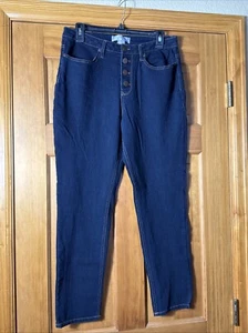 Jeans No Boundaries Juniors 15 Azul Botón Mosca Pierna Ajustada Denim Lavado Oscuro, ¡Bonito! - Imagen 1 de 9