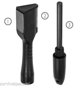 (2) Herramienta de supervivencia 3 en 1 cuchillo de carburo afilador diamante lima pedernal kit de inicio - Imagen 1 de 2