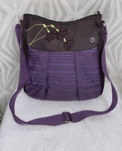Haiku Purple Lavender Canvas Flower Floral Crossbody Shoulder Travel Bag Purse