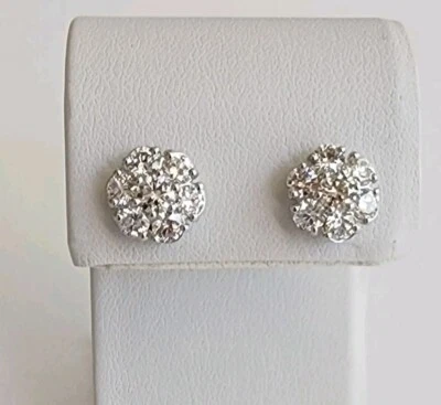 2.02 CT Round Lab Grown Diamond Cluster Flower Earrings G Color VS1 - Image 1 of 4