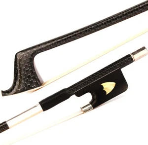 Pro Master Silver Braided Carbon Fiber Cello Bow 4/4 Ebony Shield Frog Stiff 82g - Picture 1 of 12