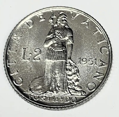# C4603  VATICAN  CITY     COIN,    2 LIRE  1951   Unc. - Image 1 of 2