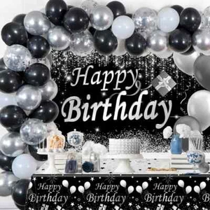 Black and White Party Decorations, Happy Birthday Decorations for Men Women w... - Picture 1 of 5