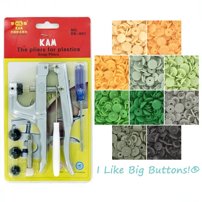 KAM Snaps Starter Pack Pliers/Awl/100 Sets Size 20/T5 No Sew Button/Sewing/Bibs - Image 1 of 4