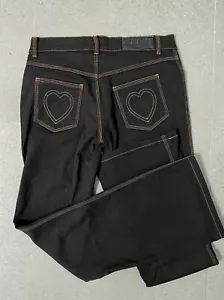 Vintage MOSCHINO Jean Pants 90s Embroidered Love Hearts Size 27 BNWOT Flare ? - Picture 1 of 11