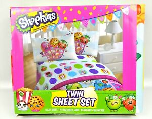 Shopkins Twin Size Sheet Set Bedroom Bedding Bed Sheets NEW! 2013