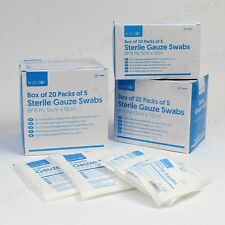 8 Ply Sterile Medical WOVEN First Aid Gauze Swabs Absorbent & Thick Cotton Weave