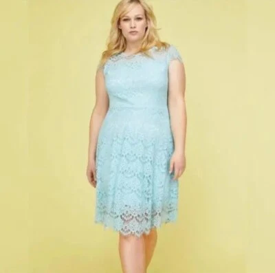 Lane Bryant 22 3x Blue Lace Fit & Flare Dress w/ Back Cut Out NWT - Image 1 of 4