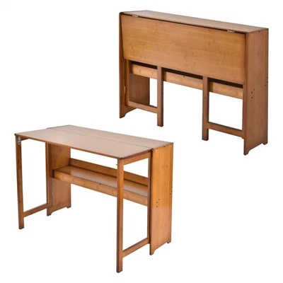 Escritorio Plegable con Estantería, 40"" Pequeño Plegable Escritorio Estudiantil para Hogar Foto 1 de 4