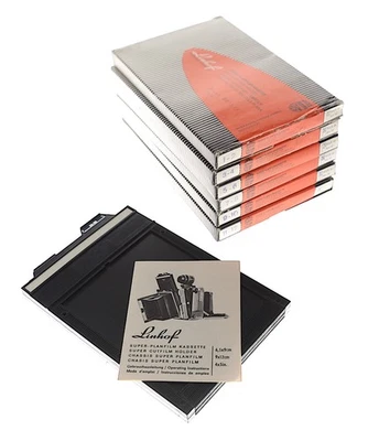Seis soportes para láminas Linhof 4x5, cajas originales, IB’s numerados del 1 al 12, como nuevos Foto 1 de 3