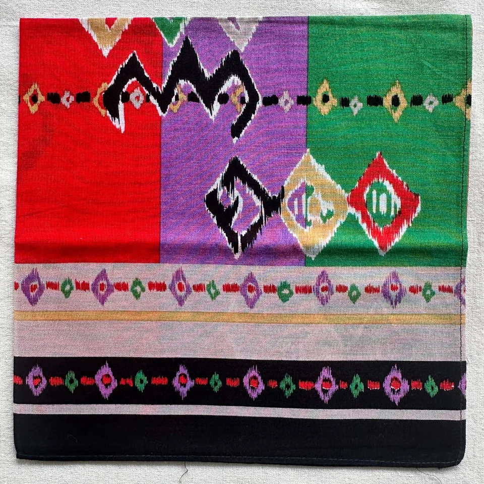 VTG Mens Handkerchief Aztec Geometric African Patterns Pocket Square Cotton 17" - Image 1 of 3