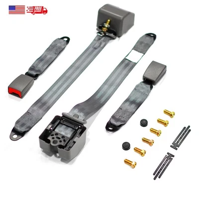 2x Genuine Ford E-350 Super Duty 3-point Retractable Seat Belt StrapS Kit GRAY - Image 1 of 4