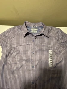 Columbia Women’s Large Omni-Shade Sun Protection Short Sleeve Shirt Purple - Picture 1 of 4