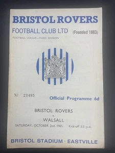 1965/66 BRISTOL ROVERS V WALSALL 02-10-1965 DIVISION 3 - Picture 1 of 1