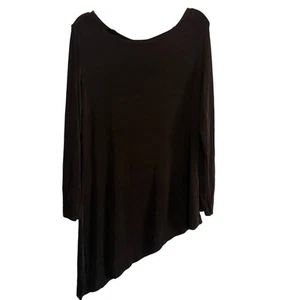 CHICO'S TRAVELLERS | Schwarzes asymmetrisches Langarm-Top Tunika mit U-Boot-Ausschnitt | Large - Bild 1 von 8