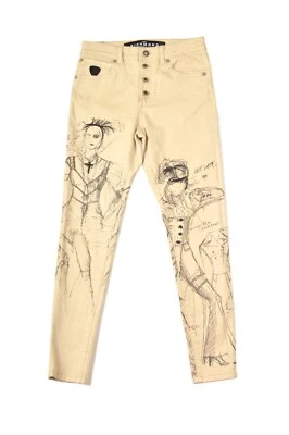 Pantalones de mezclilla estampados beige John Richmond HWA22083JE talla 28 Foto 1 de 4