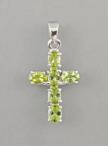 9923639-d 925er Silber Anhänger Peridot 1,8x3,5cm Kreuz vintage - Bild 1 von 2