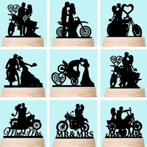 Verlobter & Verlobte Motorrad Kuchen Toppers Acryl Biker Party Dekoration - Bild 1 von 15