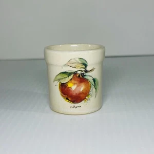 Small Ceramic Container Jar No Lid Signed Graziano 2" Tall With Apple Image - Picture 1 of 24