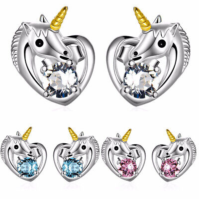 Cute Two Tone Stud Earring Women 925 Silver Filled Jewelry Cubic Zircon A Pair • 1.99€