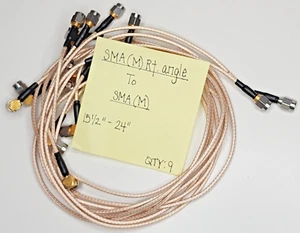 (9) SMA(Male) Right Angle to SMA(Male) Cables 15" - 24" - Picture 1 of 3