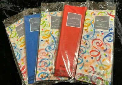 lot of 5 packages Hallmark tissue paper red blue colorful swirls - Image 1 of 3