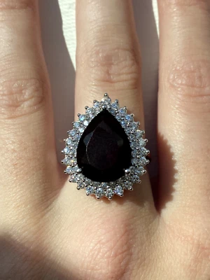 Impresionante anillo llamativo de latón plateado talla 7 marrón coñac talla 7 Foto 1 de 3